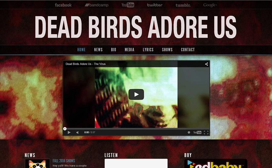 Dead Birds Adore Us Wordpress Website Design by Ryan Sellick