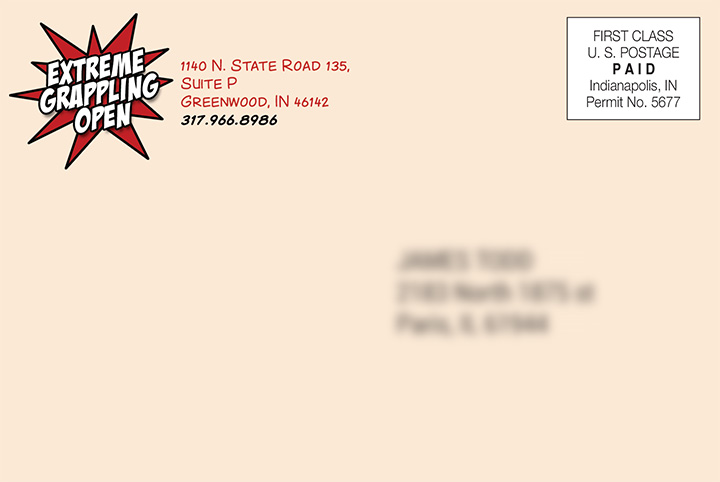 Super EGO Extreme Grappling Open postcard design by Ryan Sellick