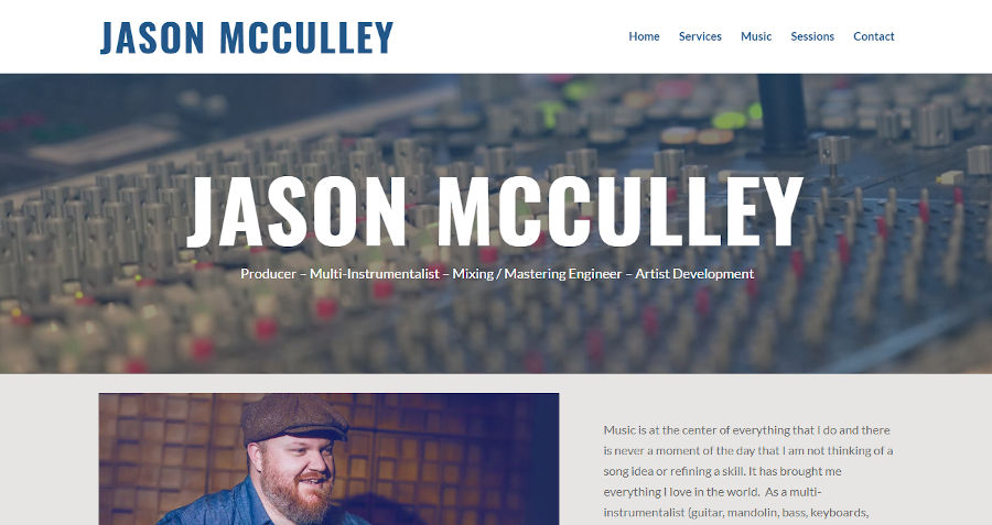 Screen capture of Jason McCulley's website